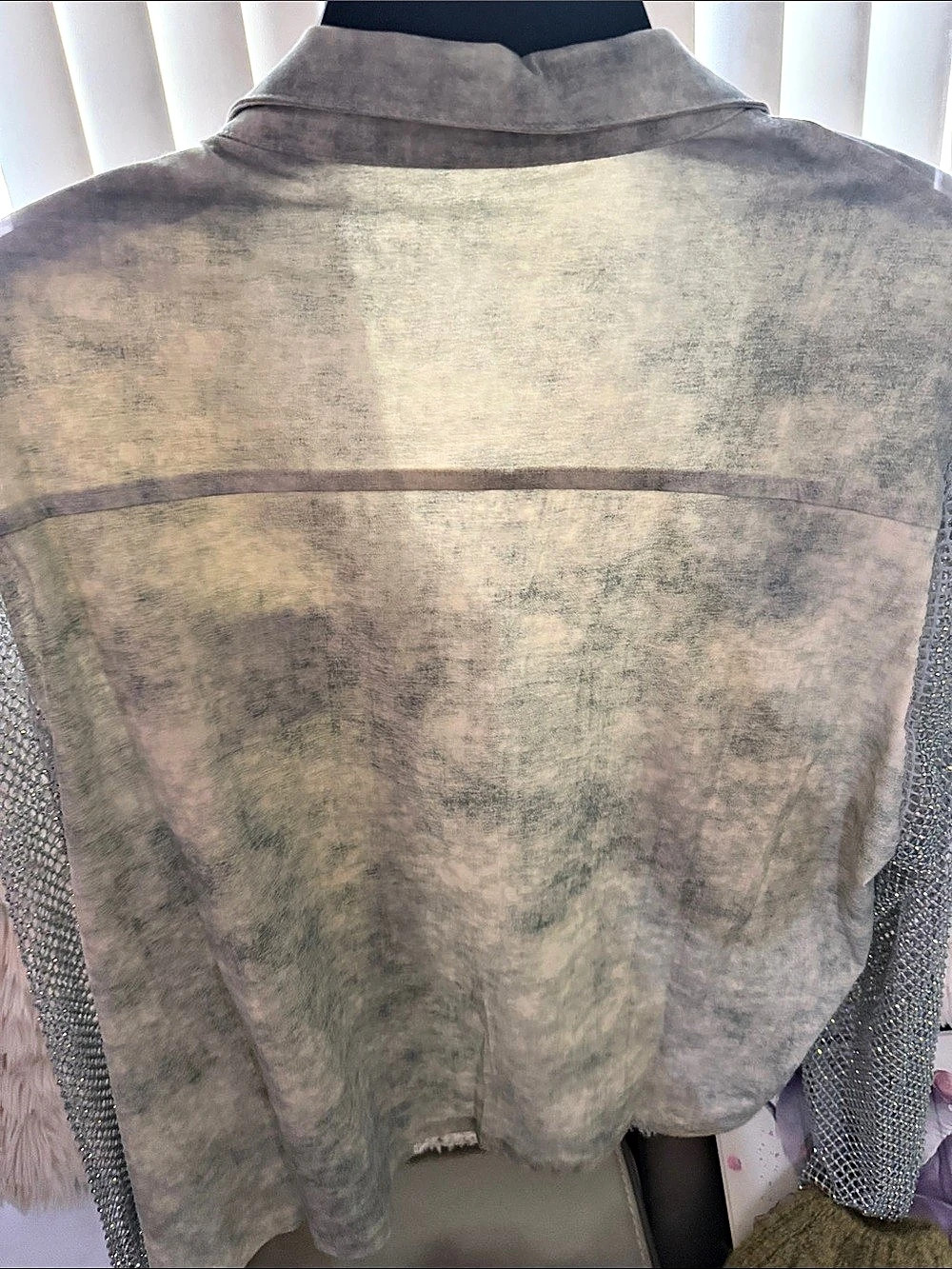 Origami Button Down Shirt Abstract Gray & Green